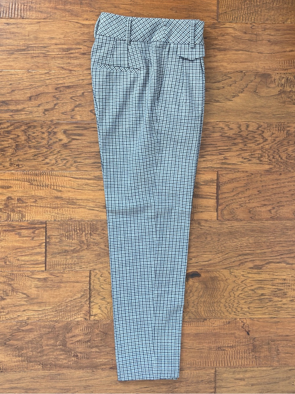 Pleated Plaid Straight Dress Pant with Pockets